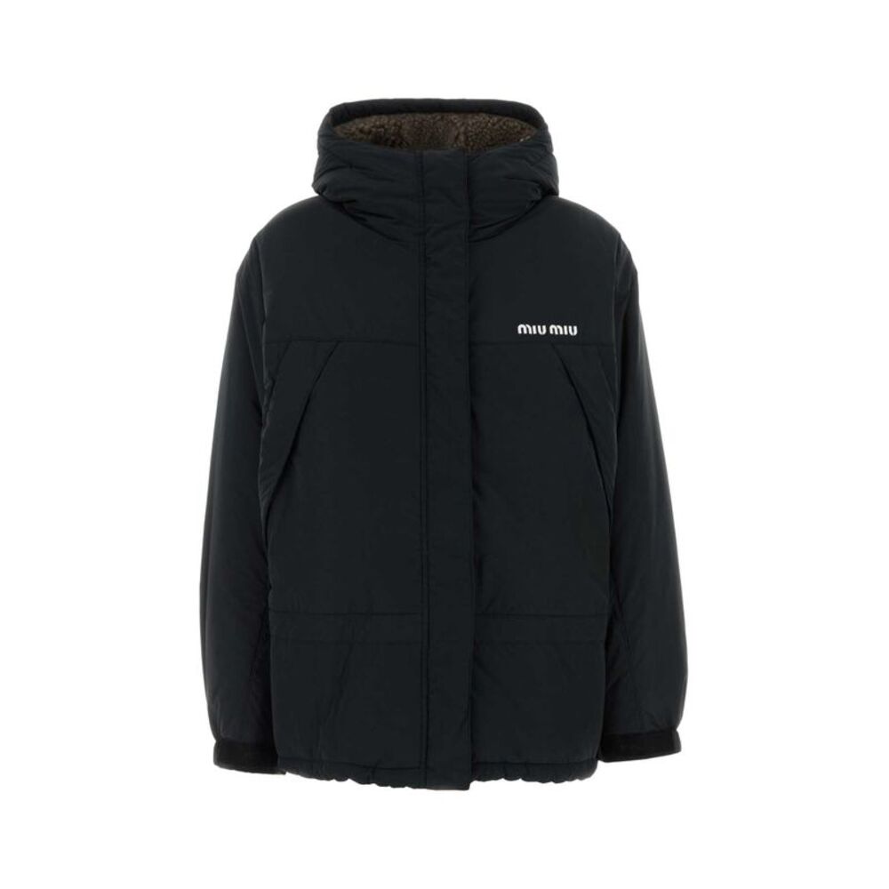 Miu Miu Women Black Polyester Blend Down Jacket